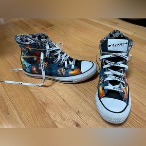 Custom High-Top Sneakers with Comic Art Design